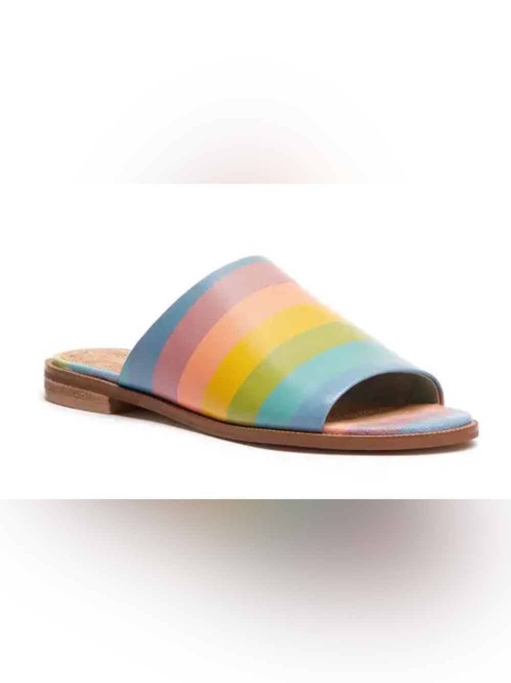 Kelsi Dagger Anthropologie Multicolor rainbow Pastel Stripe Slide Mules 9